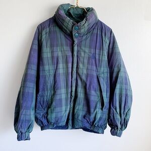 Nautica Blue and Green Plaid Puffer Jacket coat